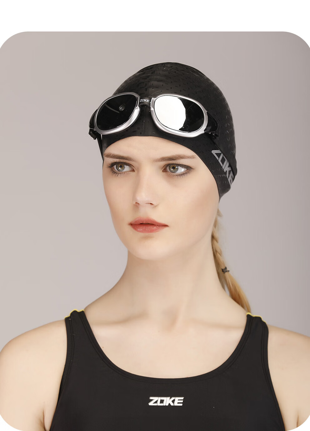 ZOKE Solid Color Silicone Swim Cap Waterproof Hair and Ear Protection Non-Tight Adult Swimming Training Gear 625503211A-7 5