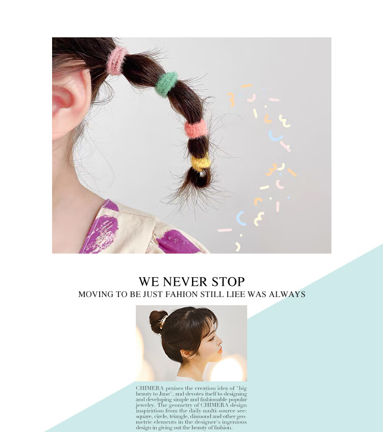 CHIMERA Approximately 80 Basic Elastic Hair Ties, Gentle on Hair, Flexible, for Girls' Hairstyles, Hair Accessories, And Hair Bands 1