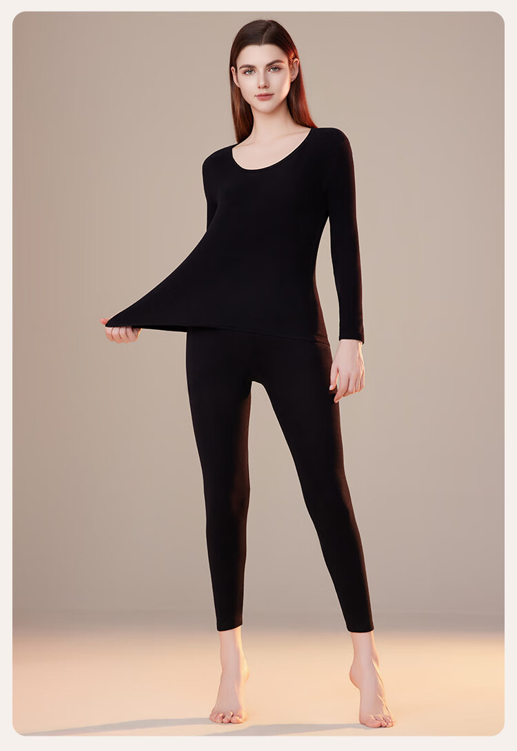 Ordifen [Cashmere And Silk Thickened Set] Winter Women's Thermal Underwear Base Layer Autumn Top And Pants Set, Purple, M 15