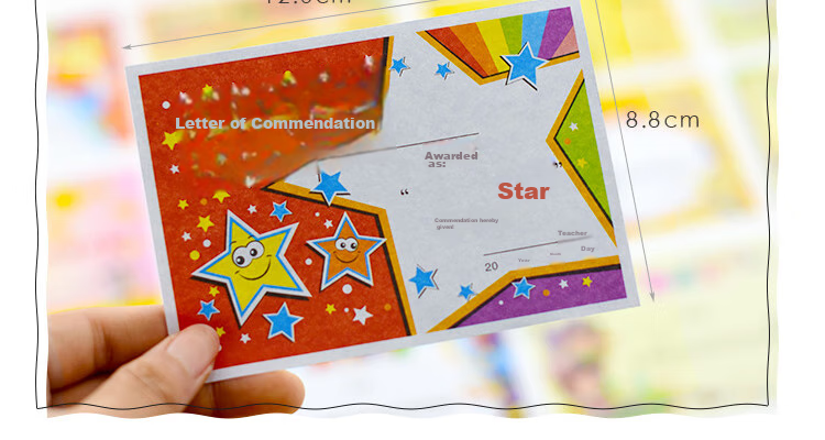 Yuhe Elementary School General Commendation Letter, Kindergarten Creative Cartoon Small Certificate Reward Card, Teacher's Universal Honor Certificate Award Paper, 18 Mixed Styles / 450 Sheets, 5152 9