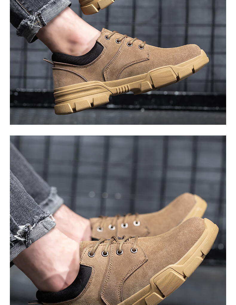 FUCHENG Safety Shoes for Men, Breathable Steel Toe Cap, Anti-Smashing, Anti-Puncture, Wear-Resistant Cowhide, Comfortable Work Protective Safety Shoes 267 Size 37 6