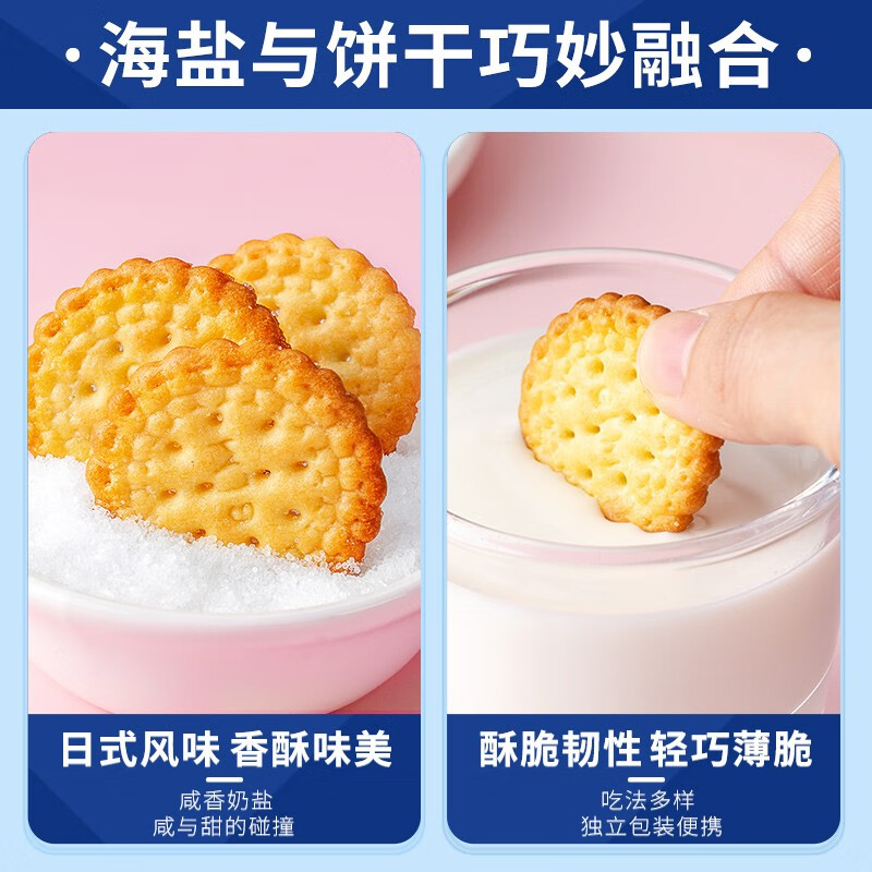 比比赞（BIBIZAN）日式小圆饼干1002g 整箱海盐口味早餐代餐休闲零食品饱腹韧性饼干