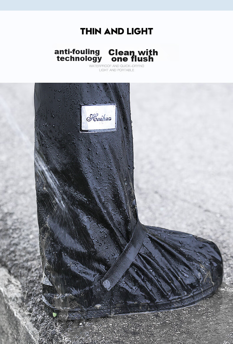 JAJALIN Waterproof Shoe Covers, Tall Rain Boots, Thick Wear-Resistant Sandproof Cycling Non-Slip Rain Boots for Men And Women, Black Size M 6