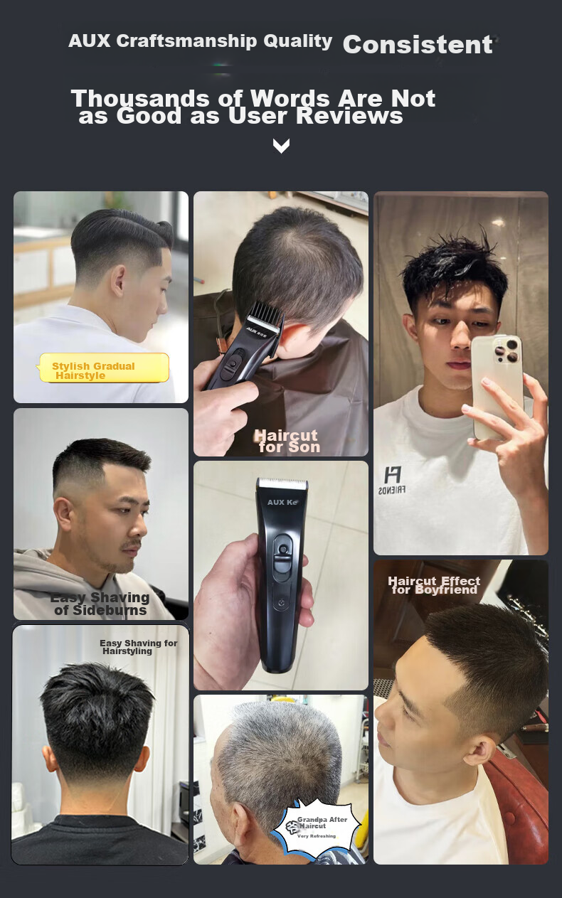 AUX Electric Hair Clipper, Professional Hair Trimmer for Adults, Complete Set of Professional Hair Cutting Tools And Accessories 1
