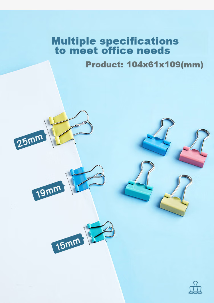 Kingdee 40 Pieces, 19mm Colorful Long Tail Clips, Binder Clips, Large Fixed Stationery Clips, Strong Book Clips, Office Supplies 4