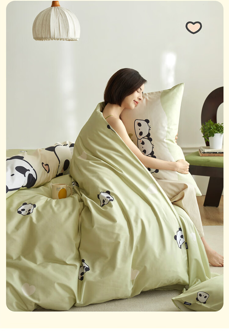 Dohia Cotton Bedding Set for Home, Three-Piece Student Dormitory Single Bed Pure Cotton Bed Sheet And Duvet Cover Set for 1.2m Bed 152*218cm 6