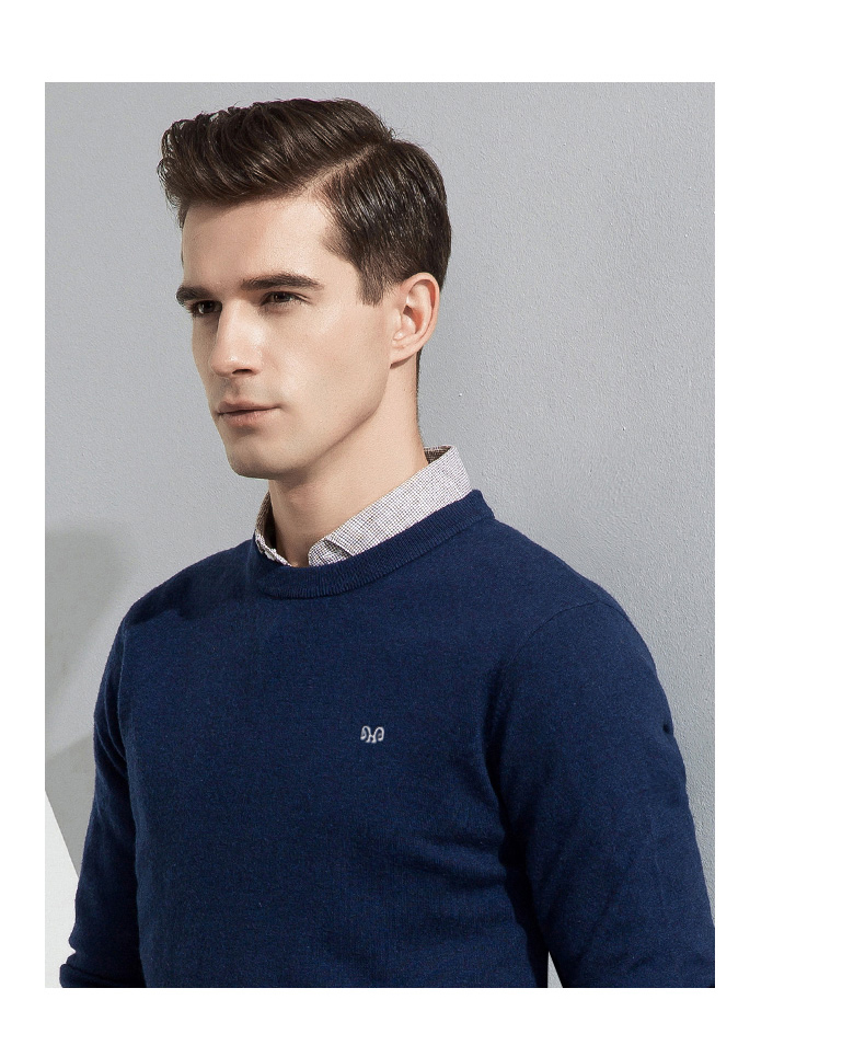 Hengyuanxiang 100% Wool Sweater, Autumn And Winter Round Neck Knit Pullover, Thin Men's Sweater, Medium Gray, L(175) 11