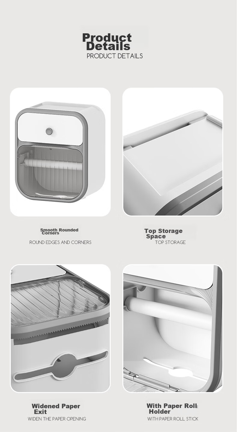 Shangmeide Wall-Mounted Waterproof Storage Rack, No-Drill Bathroom Tissue Box Holder, Paper Towel Dispenser 9