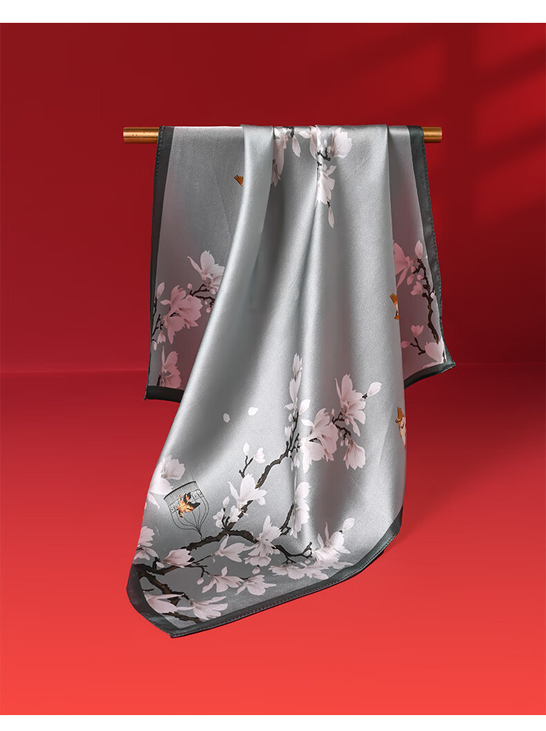 Hangsilu Silk Scarf Brooch Gift Box, Chinese-Style Square Scarf, Mulberry Silk, High-End Birthday Gift, Mid-Autumn Festival Present for Women And Mothers 23