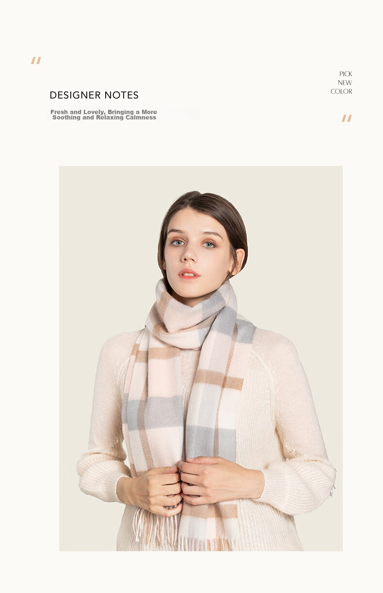 Siggi [Gift Box] Pure Cashmere Scarf for Women, Autumn And Winter British Plaid Shawl, Warm Neck Wrap, Mid-Autumn Festival And New Year Gift 2