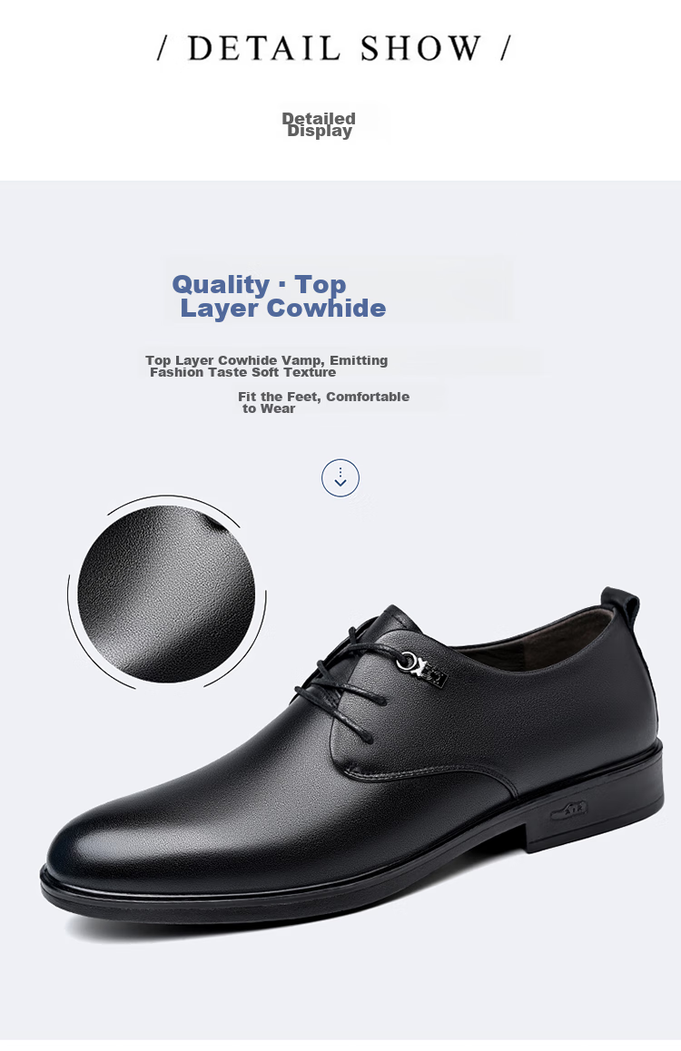 SPIDER KING Men's Leather Shoes, British Style Lace-Up Formal Shoes, Versatile Comfortable Business Casual Shoes, 22393 Black, Size 37 7