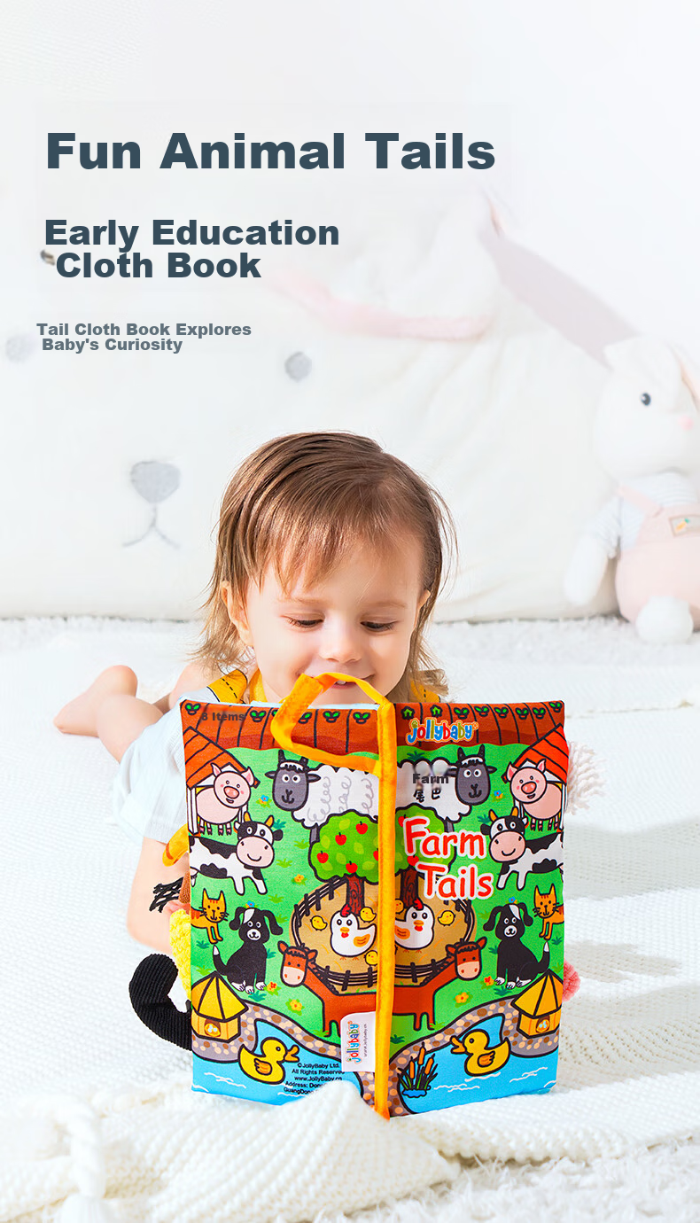 Jollybaby Baby Cloth Book Early Education 0-18 Months Infant Toy Chewable Tear-Resistant 3D Cloth Book Reading Cognitive Training Gift Box 3