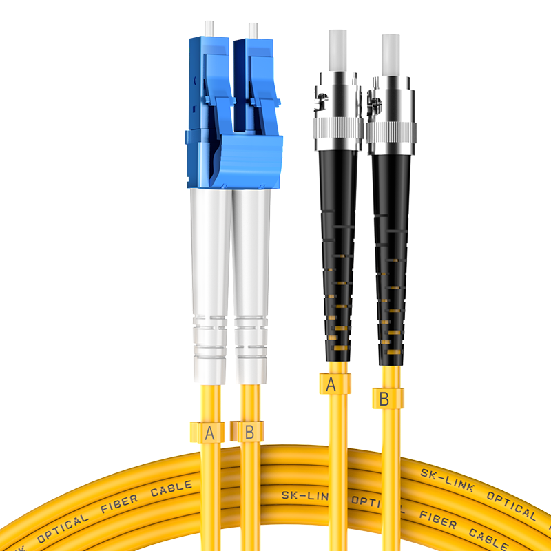 SK-LINK Fiber Optic Patch Cable, LC-To Telecom-Grade Single-Mode Dual-Core ST-LC Gigabit/10Gbps UPC Fiber Optic Pigtail, Low Smoke Zero Halogen, SK-TXSM 1 Meter