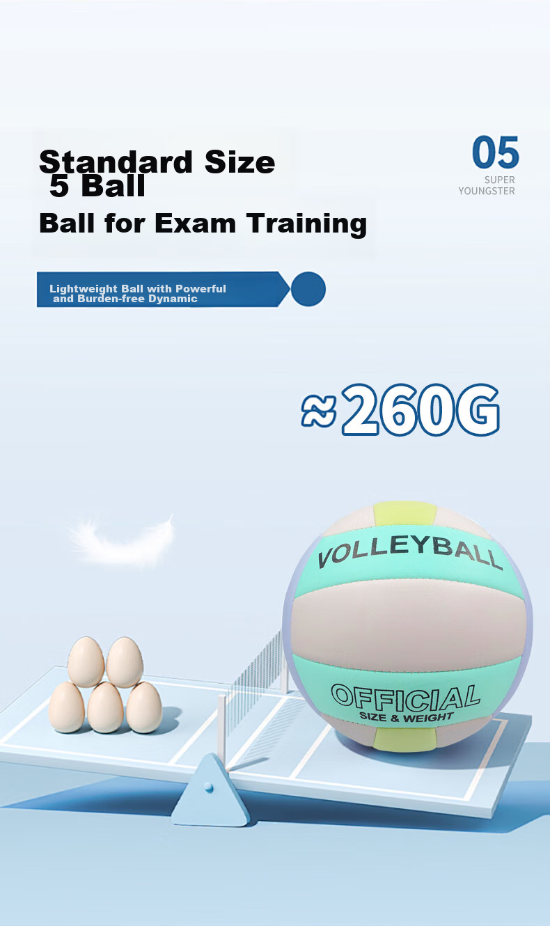 CAMEWIN Volleyball, Size 5, for Middle School Students, Machine-Stitched PVC Beach Volleyball, Thickened Macaron Color, Hard Volleyball for Competition Training, Size 5 Soft Volleyball 6