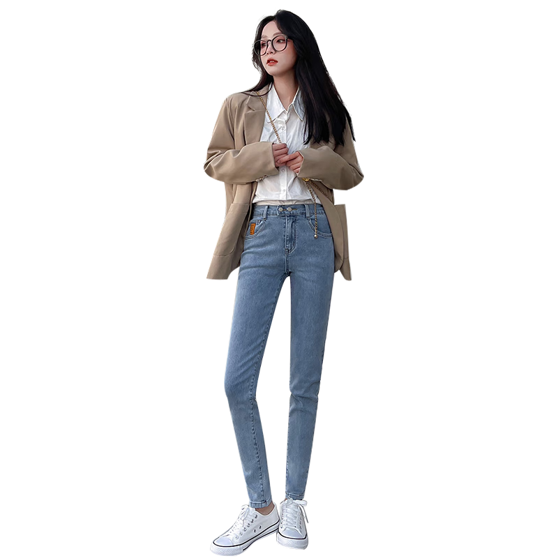 Langsha Women's High-Waist Loose Fit Spring Slimming Skinny Carrot Harem Dad Jeans Thin Denim Pants