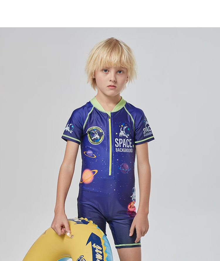 MIZUNO Kids Boys One-Piece Short Sleeve Surfing Swimsuit Student Training Quick-Dry Hot Spring Swimwear A1405 Planet 150 12