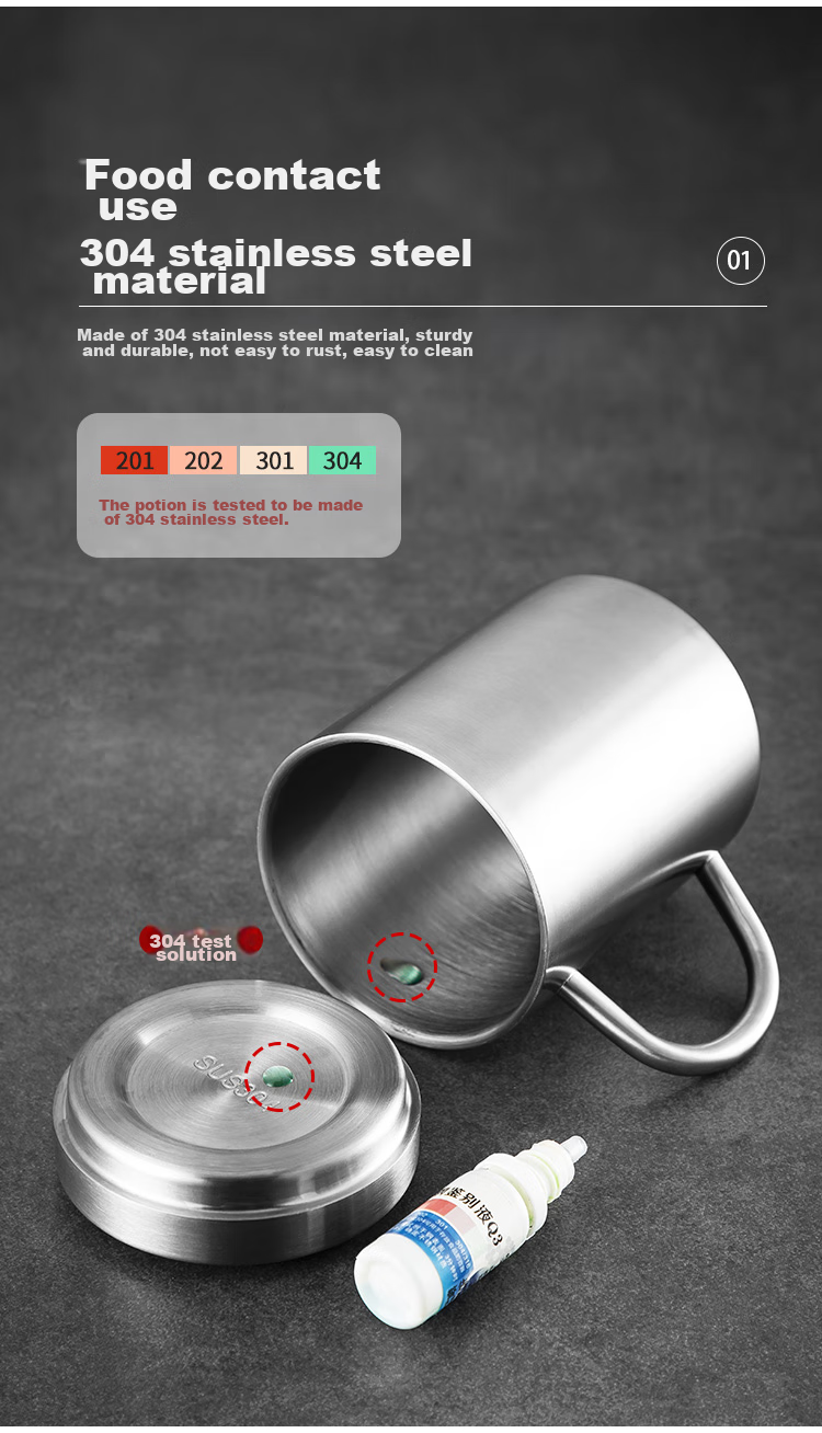 MAXCOOK 304 Stainless Steel Water Cup with Lid, Children's Double-Layer Mug, Tea Infuser Cup with Handle, 300ml 4