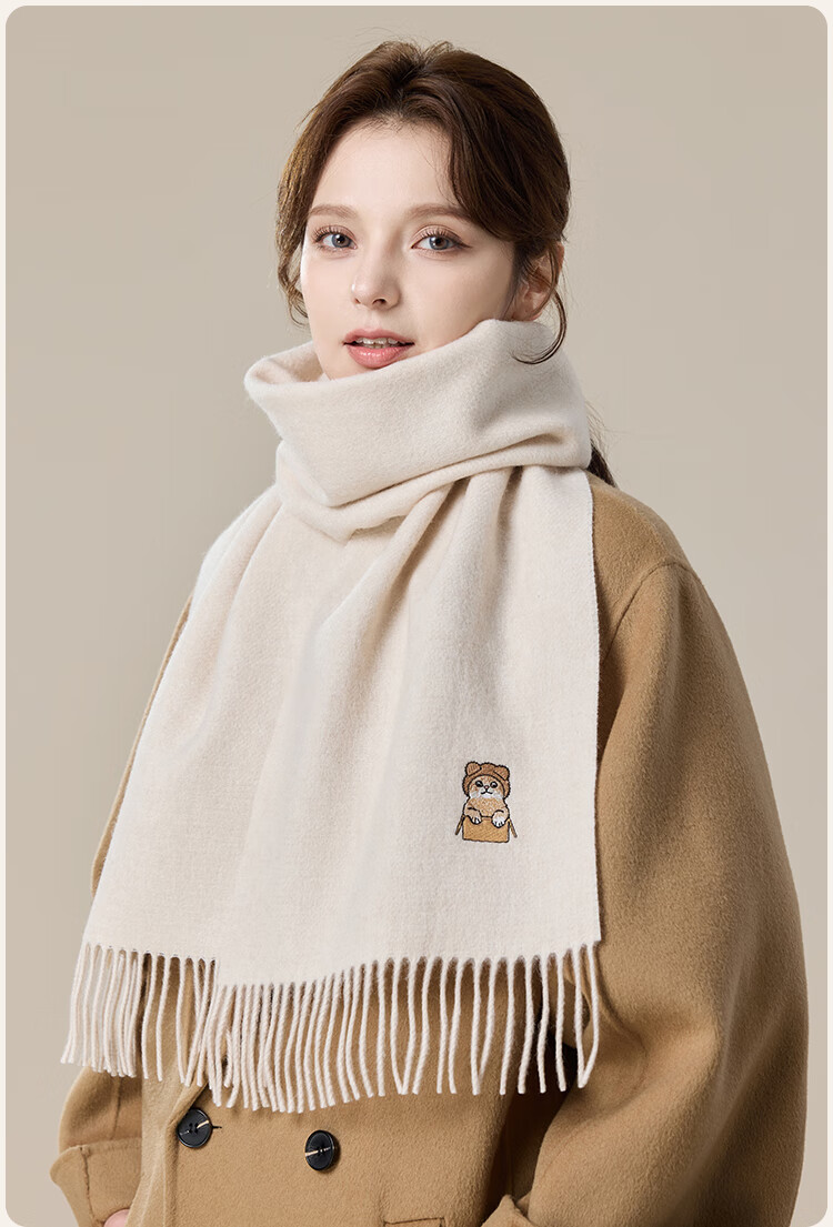 JIUMU Pure Wool Scarf for Women, Autumn And Winter Neck Warmer, Ladies' Warm Shawl, Gift for Women on National Day Or Birthday, Gift Box Packaging 13