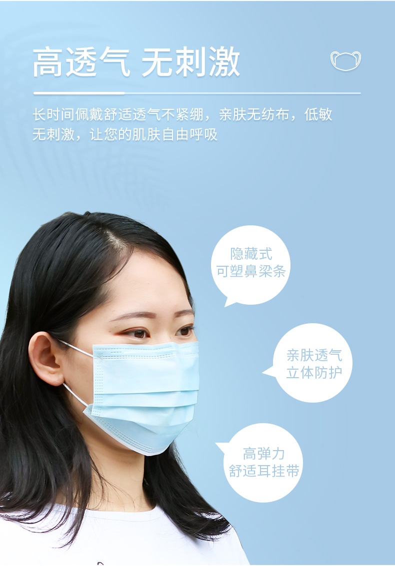 掌护医用外科口罩成人耳挂式三层无菌一次性医用口罩50片盒装