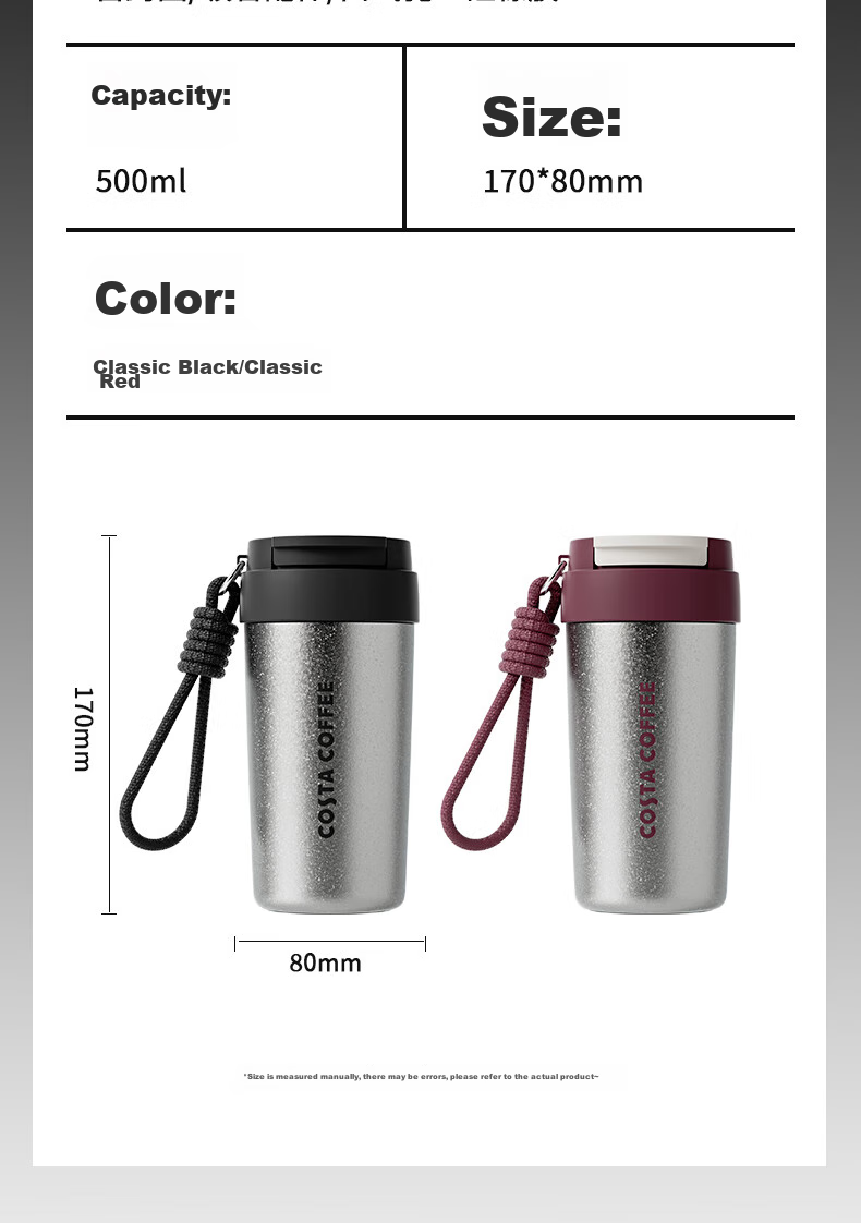 COSTA Pure Titanium 0 Coating Antibacterial Insulated Hot And Cold Coffee Water Cup for Men And Women, Portable Outdoor Car-Mounted High-End Gift Box Set 20