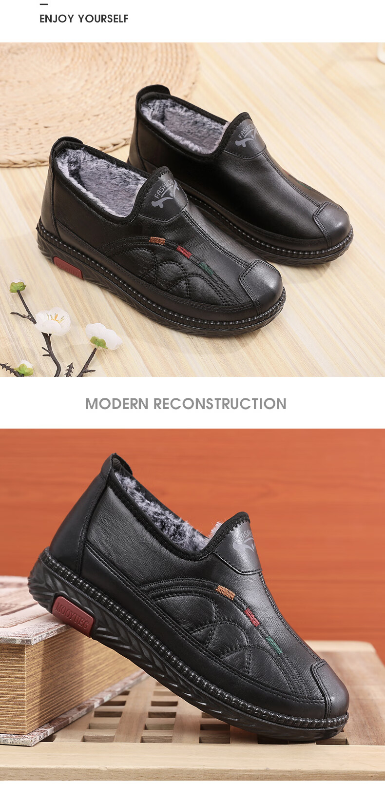 Ankang Old Beijing Cloth Shoes for Women, Winter Fleece-Lined Warm Middle-Aged And Elderly Mom Cotton Shoes Soft Sole 78977 Red 35 19