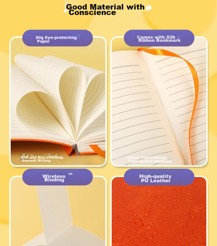 TANGO Minimalist Instagram Aesthetic Self-Discipline Check-In Soft Cover Notebook, Efficiency Management Study Plan Book Emotional Schedule Record Book, A5 Size, 100 Pages, Orange Cover Ope 5