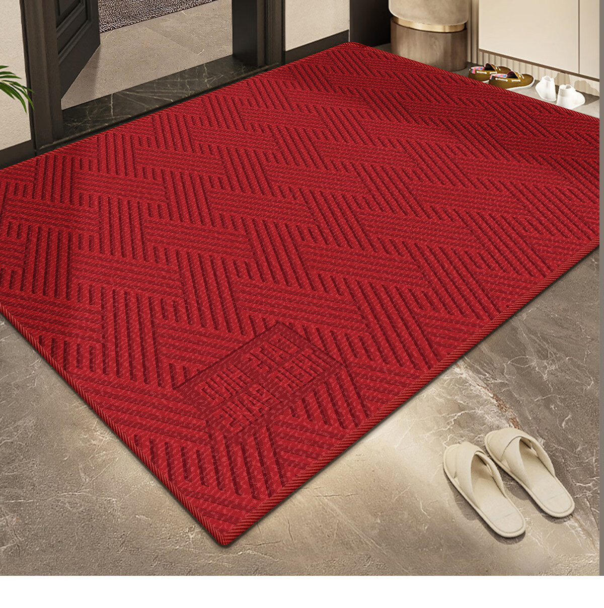 Huaxu Entrance Mat, Doorway Foot Mat, Foyer Mat, Hallway Outdoor Non-Slip Cuttable Red Mat - Elegant 19