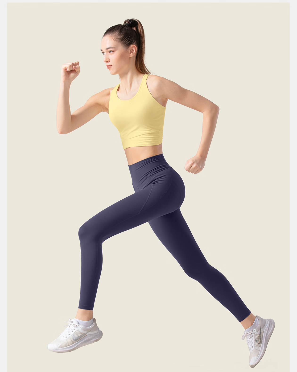 VFU Xiao Nao Dan Sports Bra for Women, Running Anti-Shock Sports Vest, Fitness Back Support, Cream Yellow, S 15
