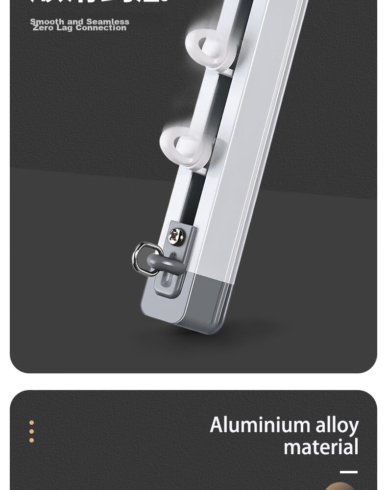 Ali Curtain Track, No Measurement Required, Aluminum Alloy Extendable Sliding Track with Hooks, Curtain Accessories, 1.55 Meters to 2.9 Meters, Side Mounting 5