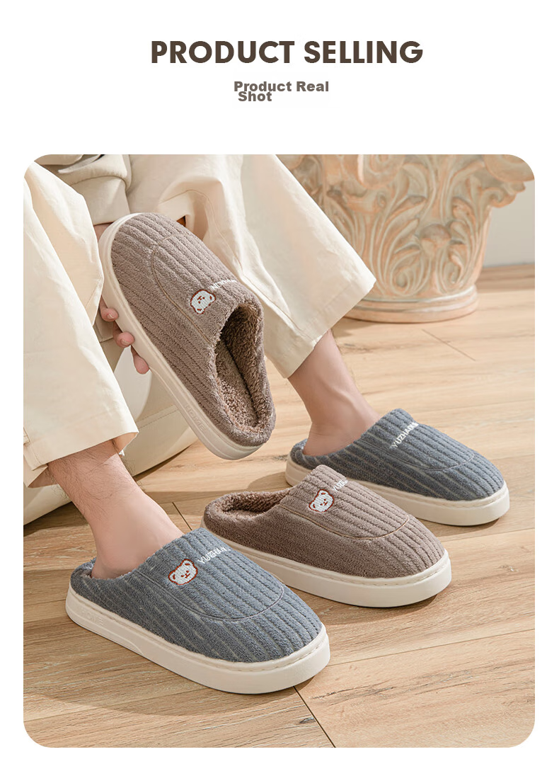 YUZHAOLIN Cotton Slippers Unisex Winter Indoor Thick Sole Soft Warm Postpartum Cotton Shoes YG307 10