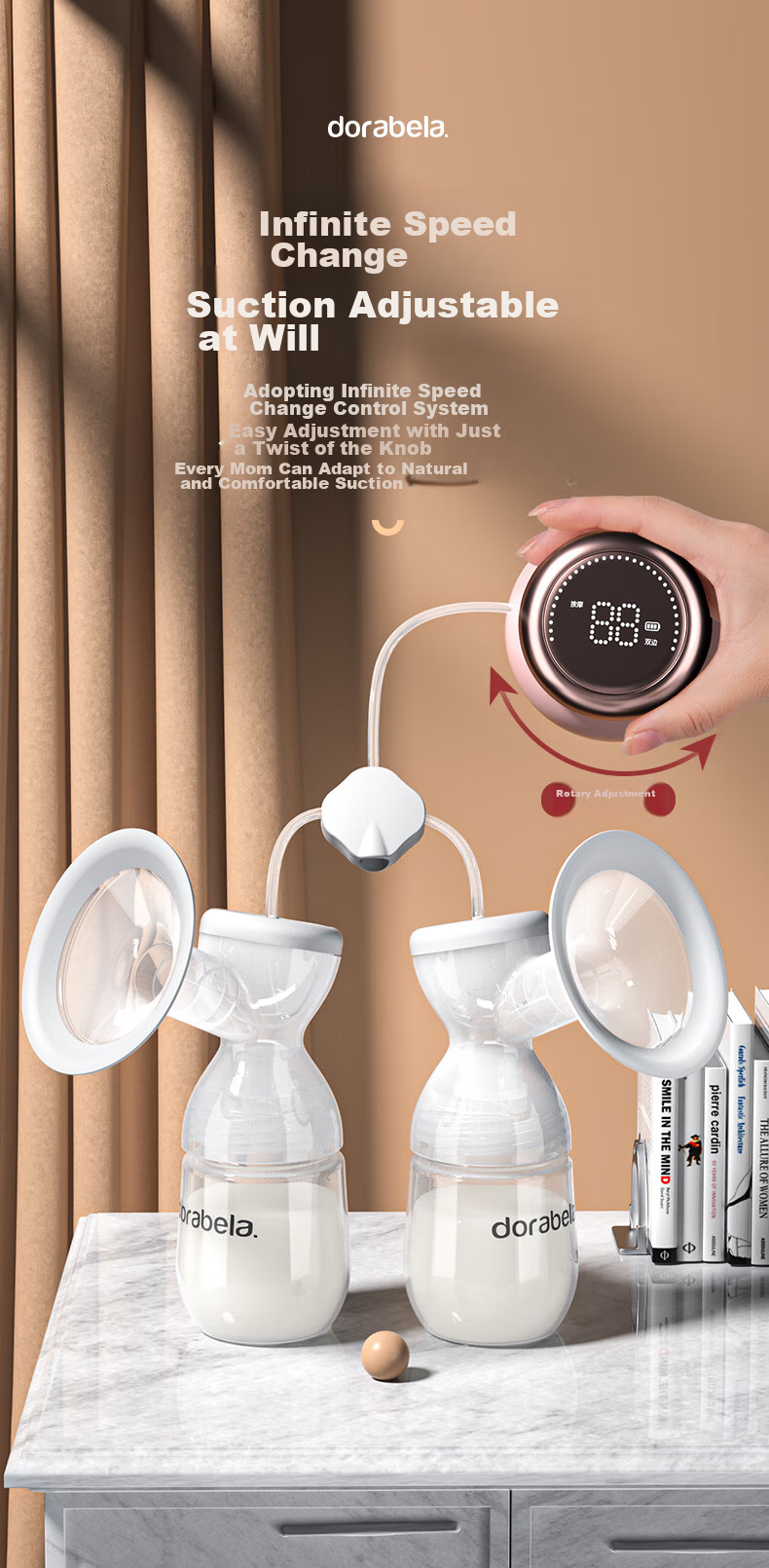 Dora Bela Electric Breast Pump, Double-Sided Painless Fully Automatic High-Suction Milk Extractor, Variable Frequency Breast Milk Suction Device, Postpartum Massage And Milk Collectio 6