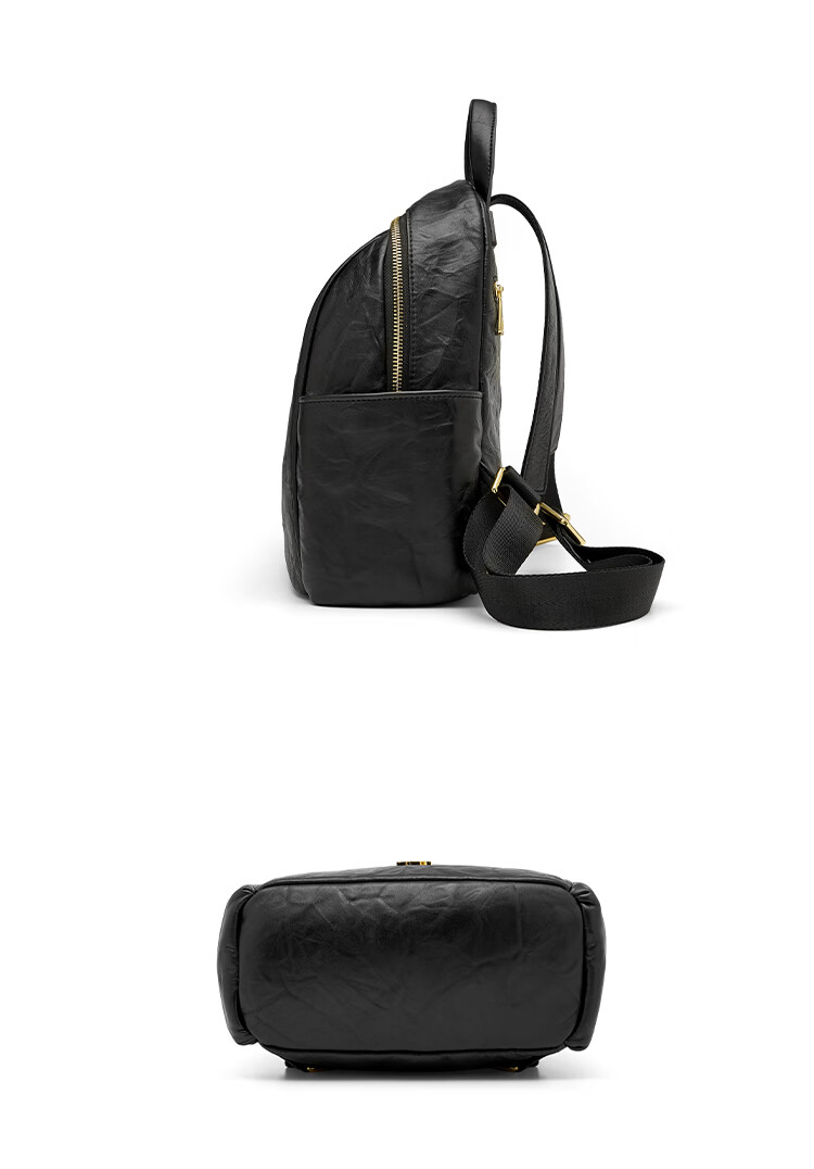 HRHR First Layer Cowhide Vintage Multi-Pocket Women's Backpack Casual Travel Bag Women's Day Gift 15