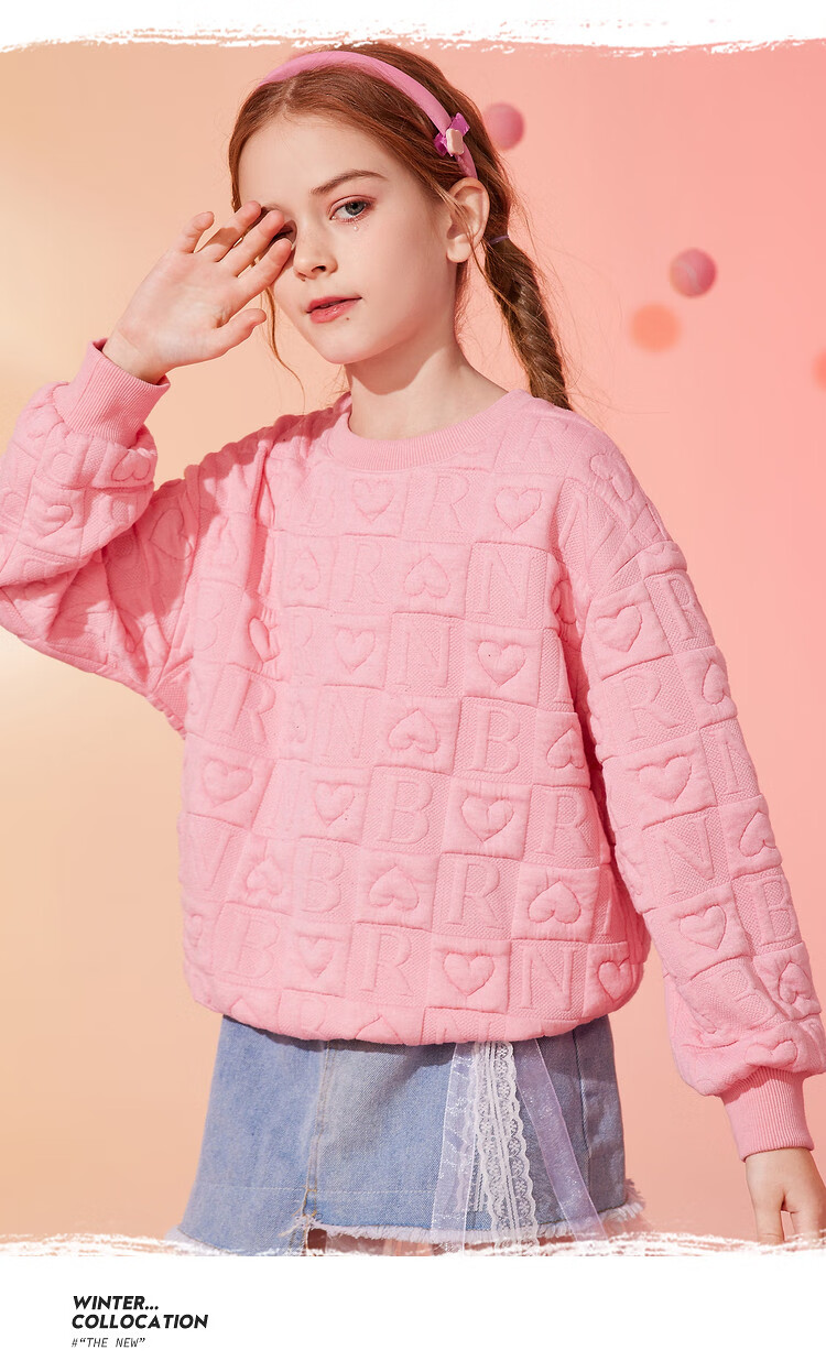 ASK JUNIOR Children's Clothing, Girls' Sweatshirt, Autumn Wear for Older Kids, Casual Fashion Printed Pullover Top, Pink, Size 160 11