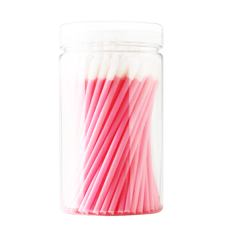 UPLUS Portable Disposable Lip Brush Sticks, Lipstick Brush, Pink, 100 Pieces in A Bucket, Lip Brush, Lip Mask, Lip Glaze, Makeup Brush