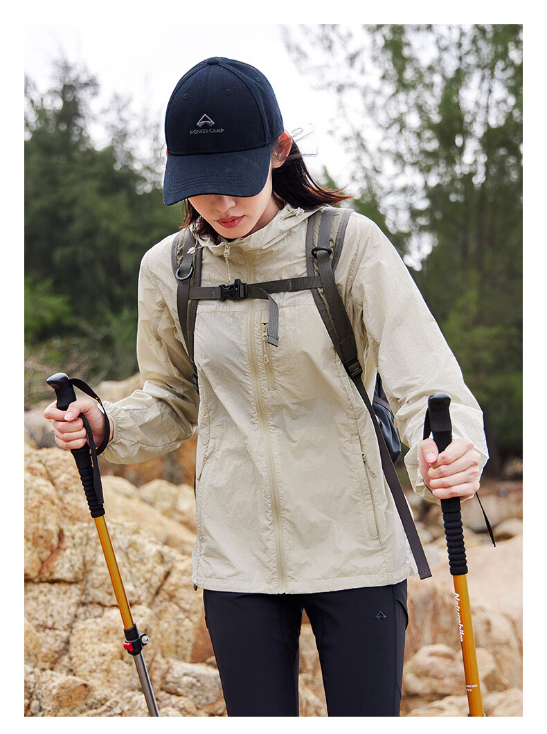 Pioneer Camp Fengdie Sun Protection Jacket for Women, Summer Lightweight Outer Layer, Breathable Outdoor Original Yarn Sun Protection Clothing, UV-Resistant Skin Coat 16