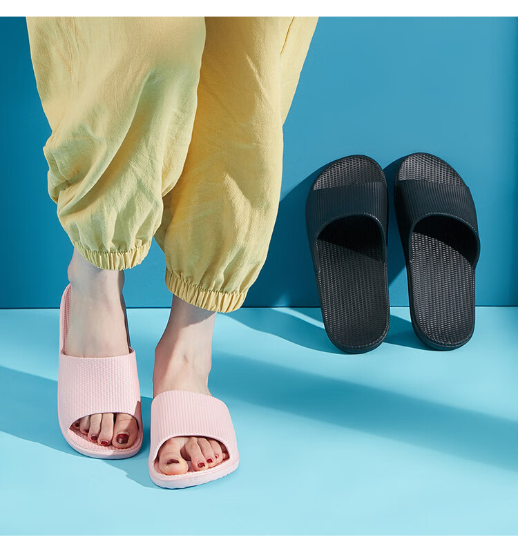 京东京造时尚家居拖鞋轻便舒弹休闲浴室凉拖鞋男款夜色黑4243jz2001