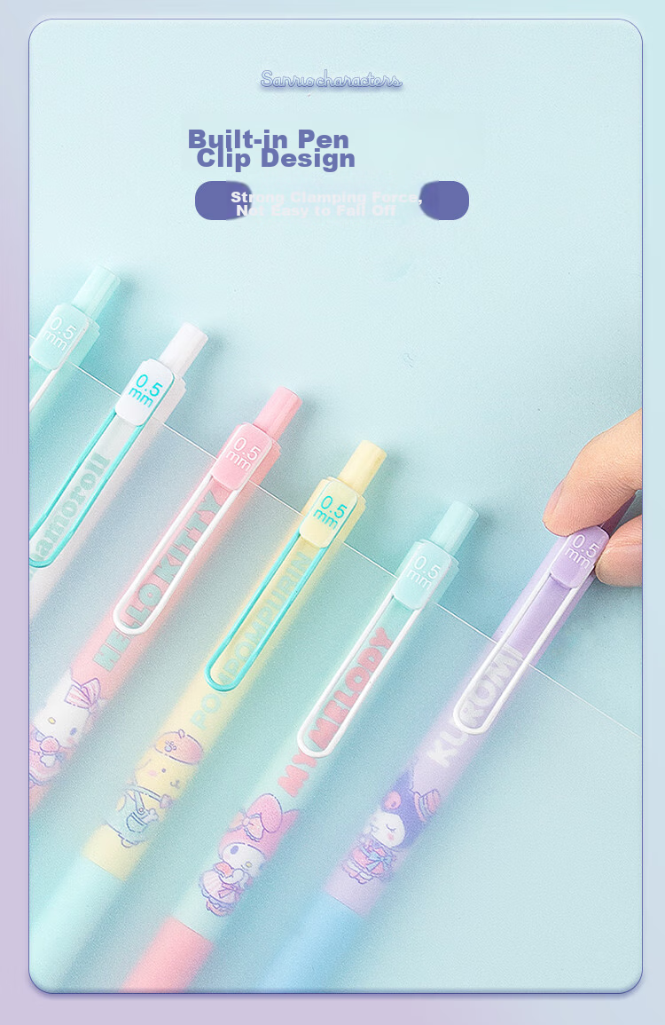 GuangBo Sanrio Collaboration Gel Pen, 0.5mm Black Retractable ST Tip Signing Pen, Stylish Student Exam Pen, 3 Pens/box [Yellow And White Version] KT82094-3 5