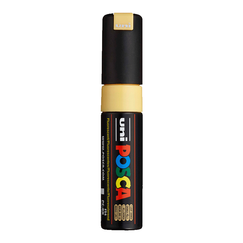 Uni Mitsubishi POSCA Acrylic Marker (Large Size), Fluorescent Light Orange, Single PC-8K Brush, Poster Advertising Marker, Drawing Handwriting Graffiti Pen, Painting Watercolor Pen, Graduatio