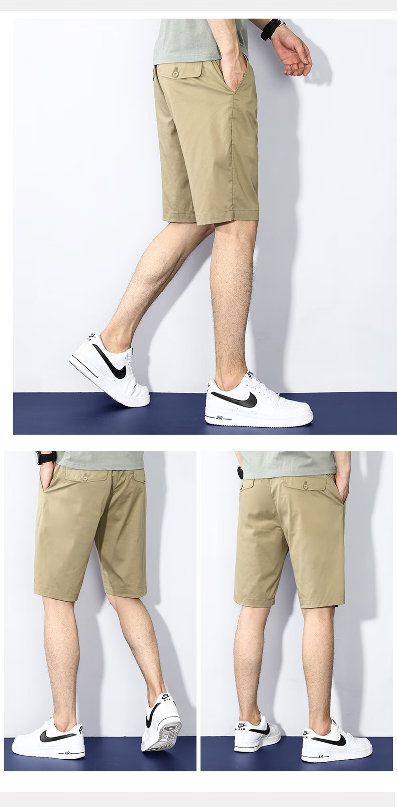 ROMON Casual Shorts for Men, Summer Business Pants, Cotton Stretch Breathable Five-Point Shorts, Sports Trousers, Men's Clothing LM112 Black Size 31 3