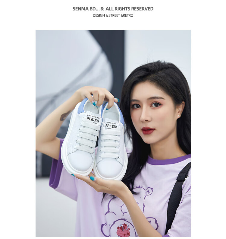 Senma Fashion Korean-Style Versatile Thick-Soled White Sneakers Breathable Comfortable Casual Shoes for Women 121134806 White Size 35 12