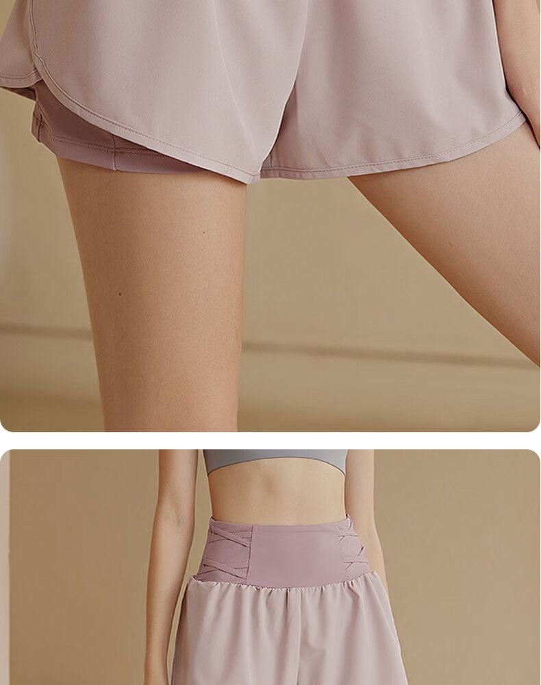 XUEXIMAN Yoga Shorts for Women, Anti-Chafing Breathable Quick-Dry Shorts, Running Training High-Waist Fitness Pilates Shorts, Summer Three-Quarter Length 17