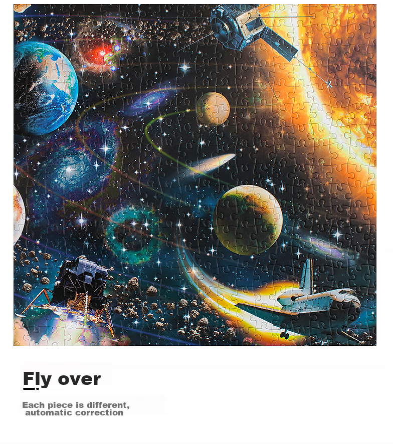 VOX Adult Puzzle, 1000 Pieces, Starry Sky Travel to The Moon, Space Moon Decompression, High Difficulty Puzzle, Birthday Gift 12