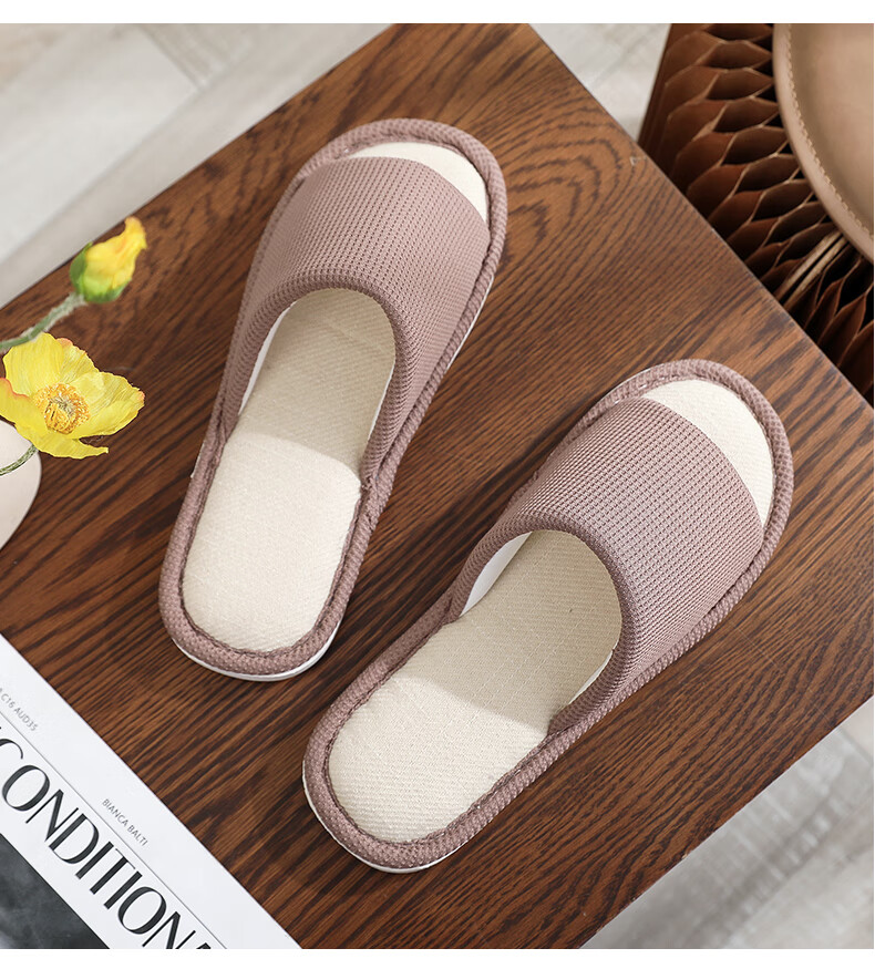 GUOLUOFEI Japanese-Style Linen Slippers for Men And Women, Indoor Couples Wooden Floor Soft-Soled Breathable All-Season Sandals, Green, Size 40-41 5