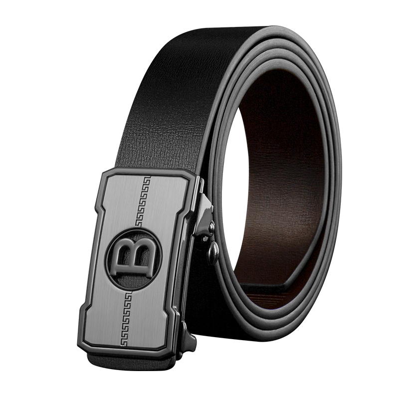 COW Men's Belt, Automatic Buckle without Teeth, Genuine Leather Casual Waistband for Young And Middle-Aged, Gift for Pants, 2018
