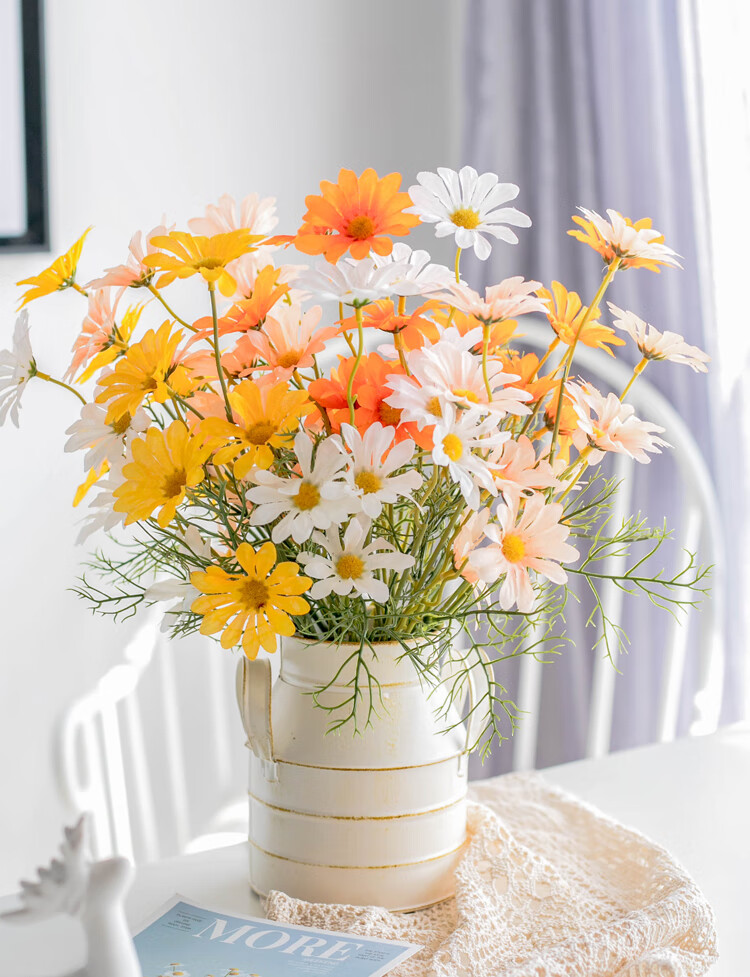 SUGER LOVE Artificial Flowers, Cacalia, 2 Stems, 50cm, Simple Living Room Decoration, Bouquet, Flower Vase, Floral Arrangement 5