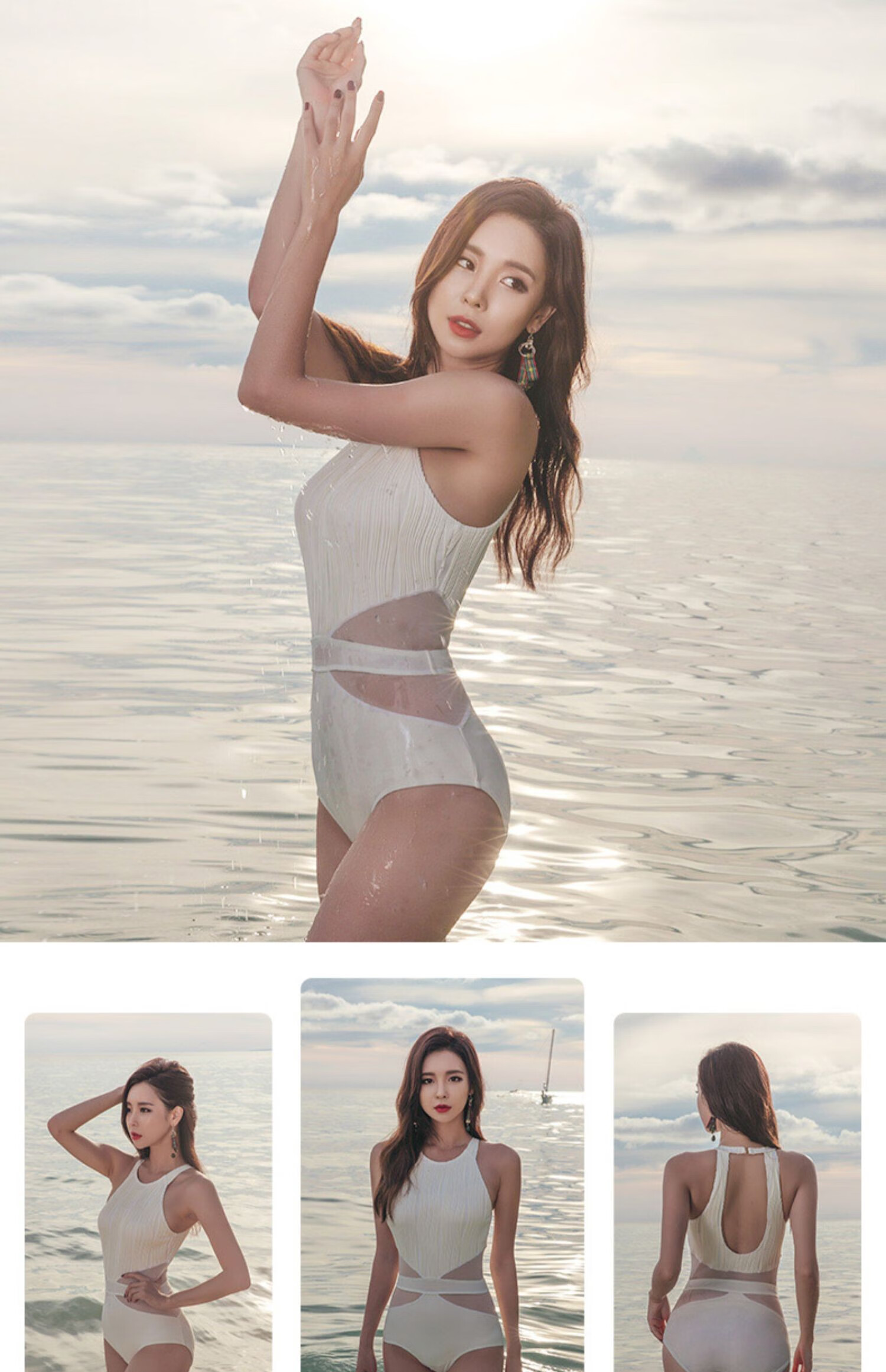 DK Swimsuit for Women, Sexy Slimming Tummy-Covering Conservative One-Piece Black And White Small Chest Push-Up Swimwear for Hot Springs 3