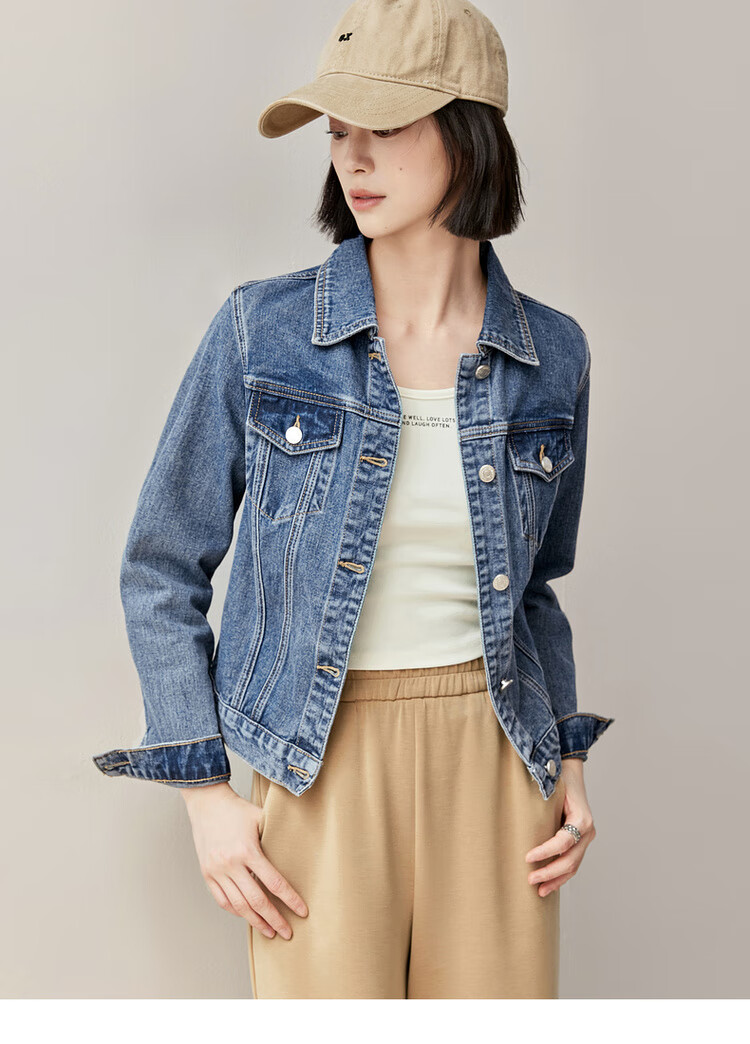 Sentubila Spring Summer Casual Vintage Style Pure Cotton Denim Jacket for Women Petite Commuter Top Shandai Blue S 10