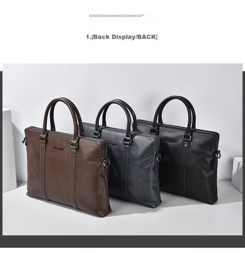 Hush Puppies Briefcase for Men, Top-Grain Leather, Shoulder Crossbody Handbag, Men's Business Laptop Bag, Father's Day Gift for Boyfriend, Black 5