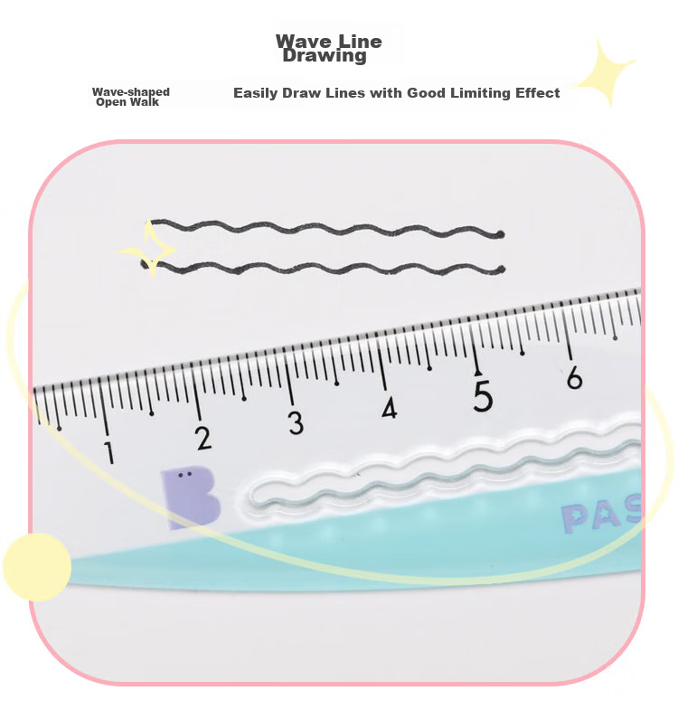 KOKUYO Light-Colored Planet · 15cm Wave Curved Ruler, Transparent Scale, Safe without Sharp Edges, Convenient Marking, Yellow, WSG-CLJ150NY 6