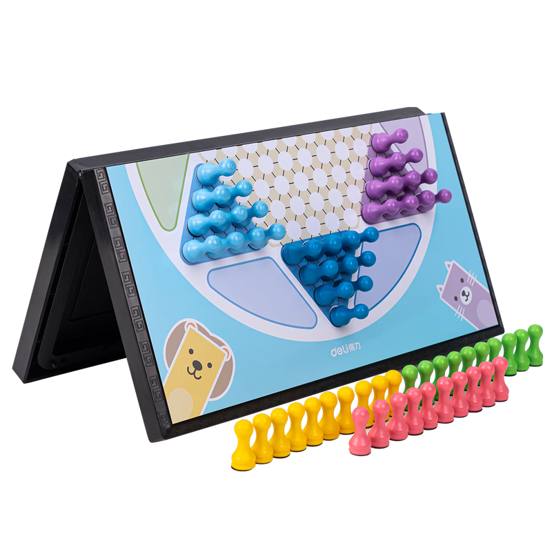 Deli Magnetic Checkers, Foldable Chess Board, Children's Tabletop Game, Card Game, Parent-Child Interactive Toy for Boys, Back-To Game